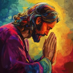 Wall Mural - jesus praying is praying for peace