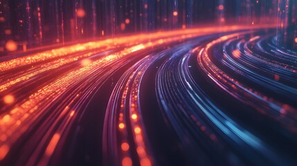 Web development concept with abstract high speed technology POV motion blur. 