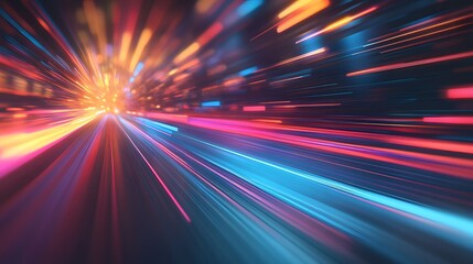 Web development concept with abstract high speed technology POV motion blur. 