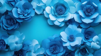 Wall Mural - blue flowers with a blue background