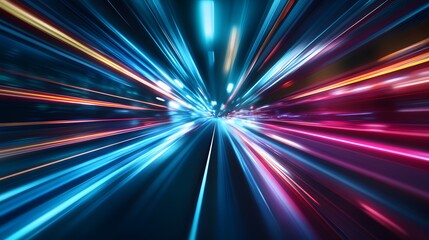 Web development concept with abstract high speed technology POV motion blur. 