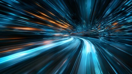Web development concept with abstract high speed technology POV motion blur. 