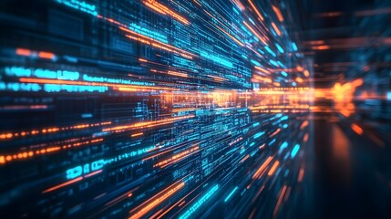 Web development concept with abstract high speed technology POV motion blur. 