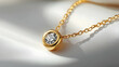 © Fatoniyah - Minimalist Gold Necklace Featuring a Single Diamond Pendant on a Soft Background