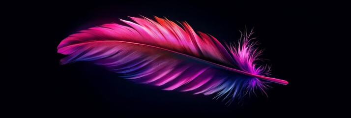 Poster - A beautifully designed feather with a gradient of pink and purple, symbolizing grace, lightness, creativity, freedom, and inspiration.