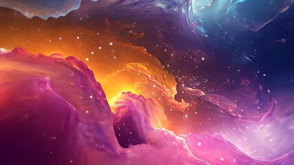 Wall Mural - abstract art featuring swirling colors of pink, orange, and blue with white specks throughout