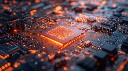 High tech electronic circuit board technology background concept 