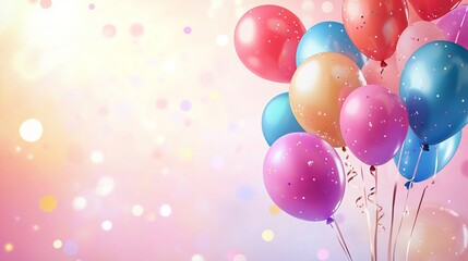 Colorful birthday background with balloons and space for text - ideal for celebrations, party invitations, and festive event designs - illustration