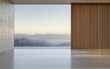© JuanM - Modern architectural interior with mountain view at dawn highlighting minimal design elements