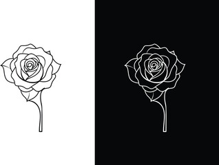 Wall Mural - rose flower line out icon vector on white background.