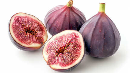 Wall Mural - Fresh purple figs with slices showing intricate patterns and texture