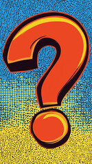 Pop art concept question mark vertical background. Colorful background in pop art retro comic style.