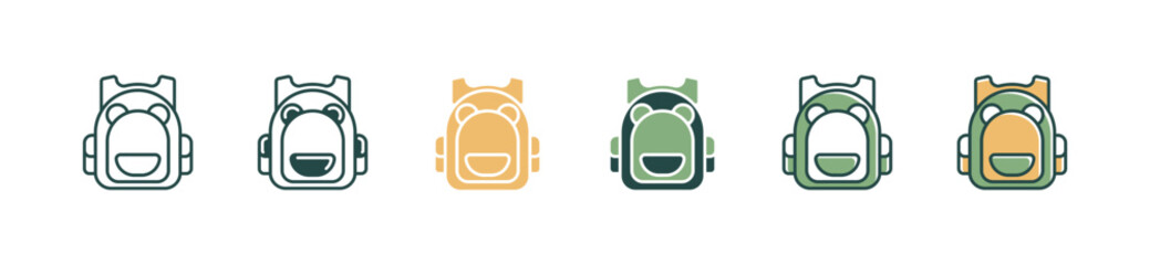 simple cute school bag icon set education kid backpack with animal ears signs vector illustration