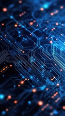Wall Mural - vibrant abstract technology background featuring intricate circuit patterns and glowing lights, idea