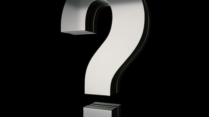 Question icon 3d animation seamless loop on black background. 4K