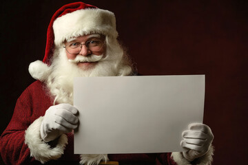 Sticker - Santa Claus holding a blank paper for a Christmas message.