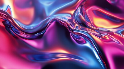 Wall Mural - Metallic abstract fluid waves motion digital video, Liquid art movement with vivid colors, creative fluid texture.