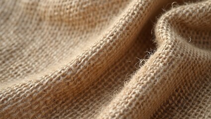 Rustic brown hessian fabric with loose weave texture