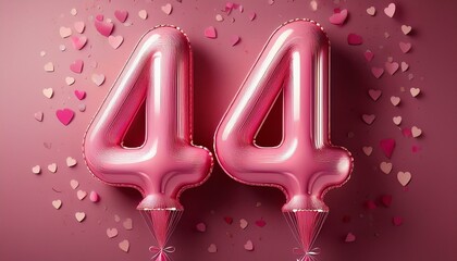 44 number made of pink balloon, copy space	