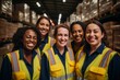 © CojanAI - Smiling portrait of a diverse group of female warehouse workers
