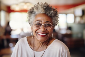 Wall Mural - Portrait of a elderly African American woman in a nursing home