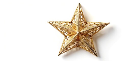 Aerial christmas star decoration on white background