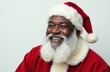 © екатерина лагунова - Portrait of a happy African American santa claus on a white background, christmas and new year concept