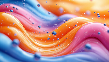 Wall Mural - smooth wave pattern in vibrant colors, futuristic liquid flow generated by ai