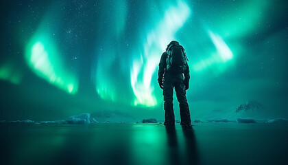 Wall Mural - silhouette of men standing in dark winter night generated by ai