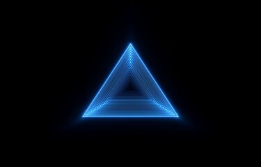 Canvas Print - a glowing blue triangle in the center of a black background