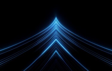 Canvas Print - abstract blue glowing lines on a dark background.