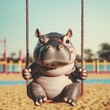 © Sirirat - Sarcastic baby hippo on a swing