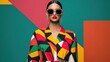 © Aniwat - Runway model wearing avant-garde fashion, bold colors and geometric shapes