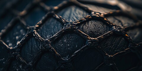 Close Up of Black Leather Texture with Woven Pattern