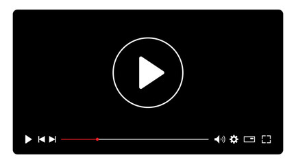Multimedia video player template for online cinema, video live streaming, social media interface vector