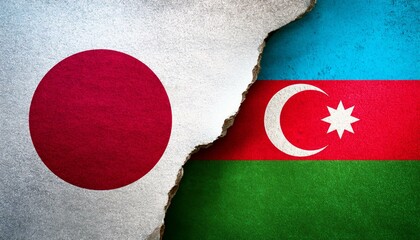 古いビンテージの日本の国旗とアゼルバイジャンの国旗(Old grunge vintage japan flag and Azerbaijan flag.)
