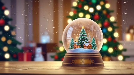 Wall Mural - snow globe with Christmas tree