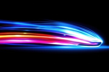 Wall Mural - Vibrant long exposure light trails on black background