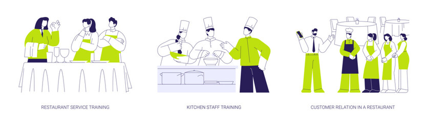 Restaurant staff training abstract concept vector illustrations.