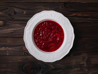 Eastern European Elegance: Borscht Soup in a White Bowl