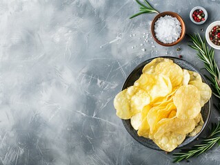 Savory Delight: Homemade Potato Chips with Mustard, Rosemary, and Fleur de Sel Salt