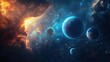 © Dashbow - Colorful cosmic space scene with planets and nebulae in the universe