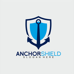 Wall Mural - Shield logo design with anchor. Can be used for cyber security application identity.