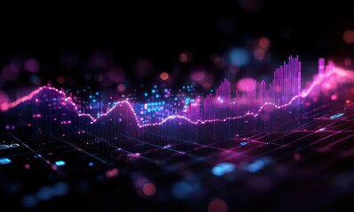 Wall Mural - futuristic stock market data visualization in neon lights