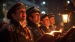 © Vasiliy - Christmas carolers singing in snowy night. Holiday tradition and festive atmosphere concept