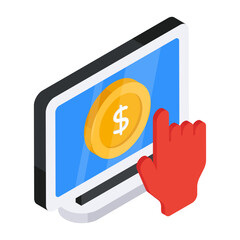 Poster - Conceptual flat design icon of pay per click

