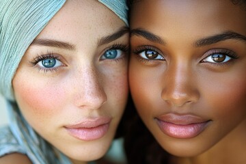 Beautiful women with clean and clear skin, Generative AI