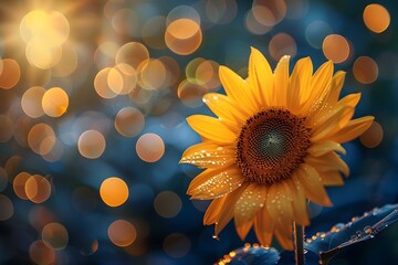 Wall Mural - Radiant Sunflower Amidst a Dreamy Bokeh Background