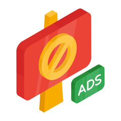 Poster - Conceptual flat design icon of stop ad

