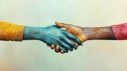 Global hands reaching out, symbolizing equality, solidarity, and shared humanity, flat design illustration